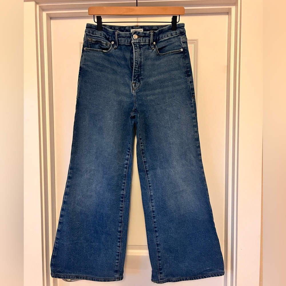 Good American High Rise Wide Leg Jeans Size 10 / 30 Stretch Denim